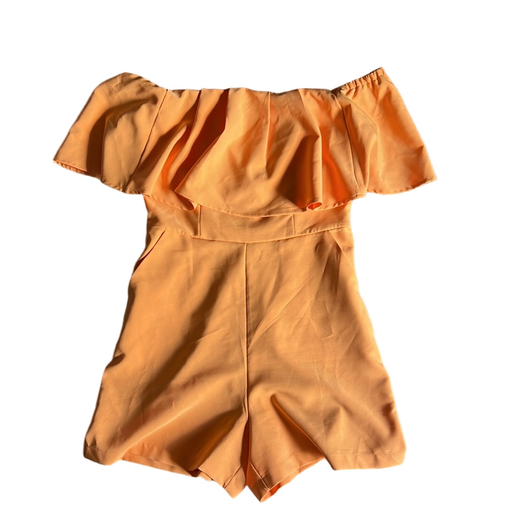 New York & Company Orange Off-the-Shoulder Romper